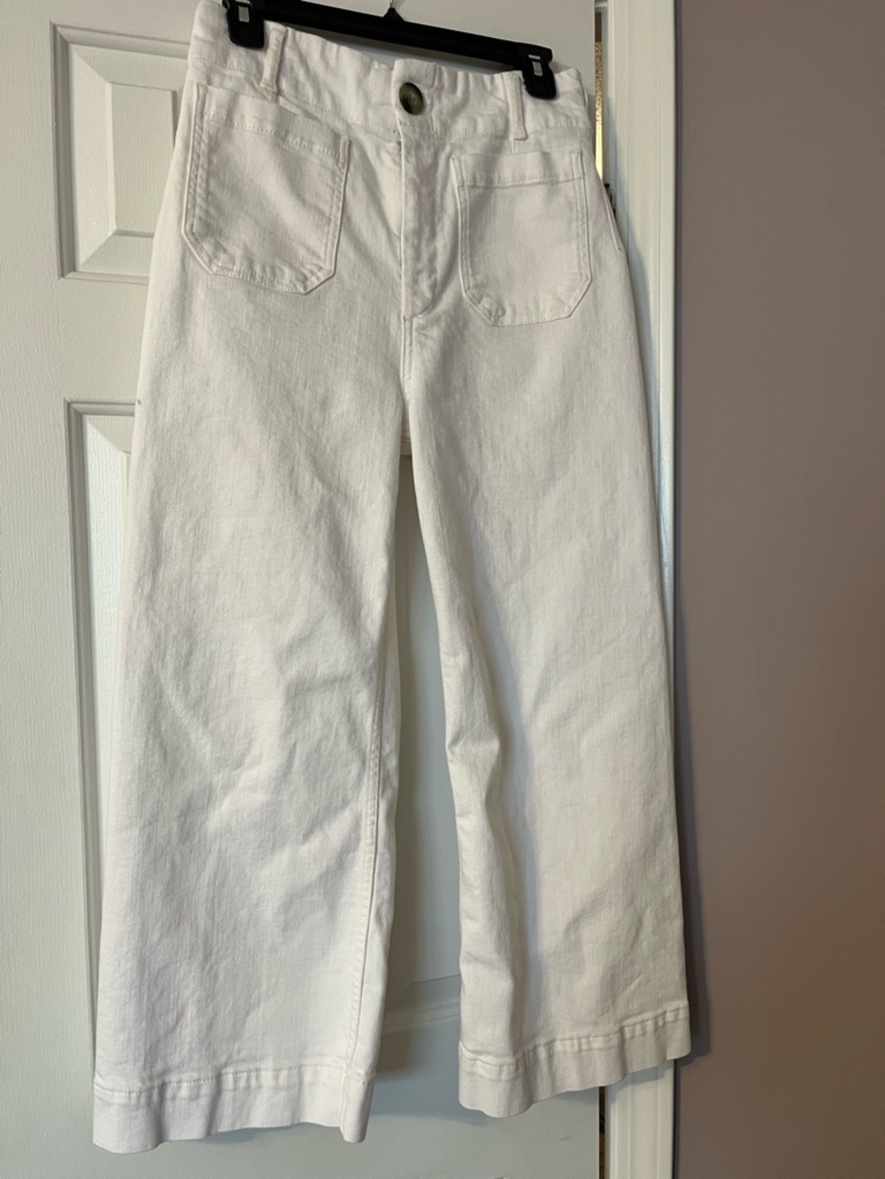 Anthropologie Maeve White Cropped Wide-Leg Jeans